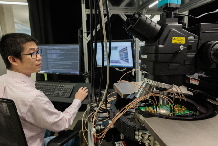 Professor at computer